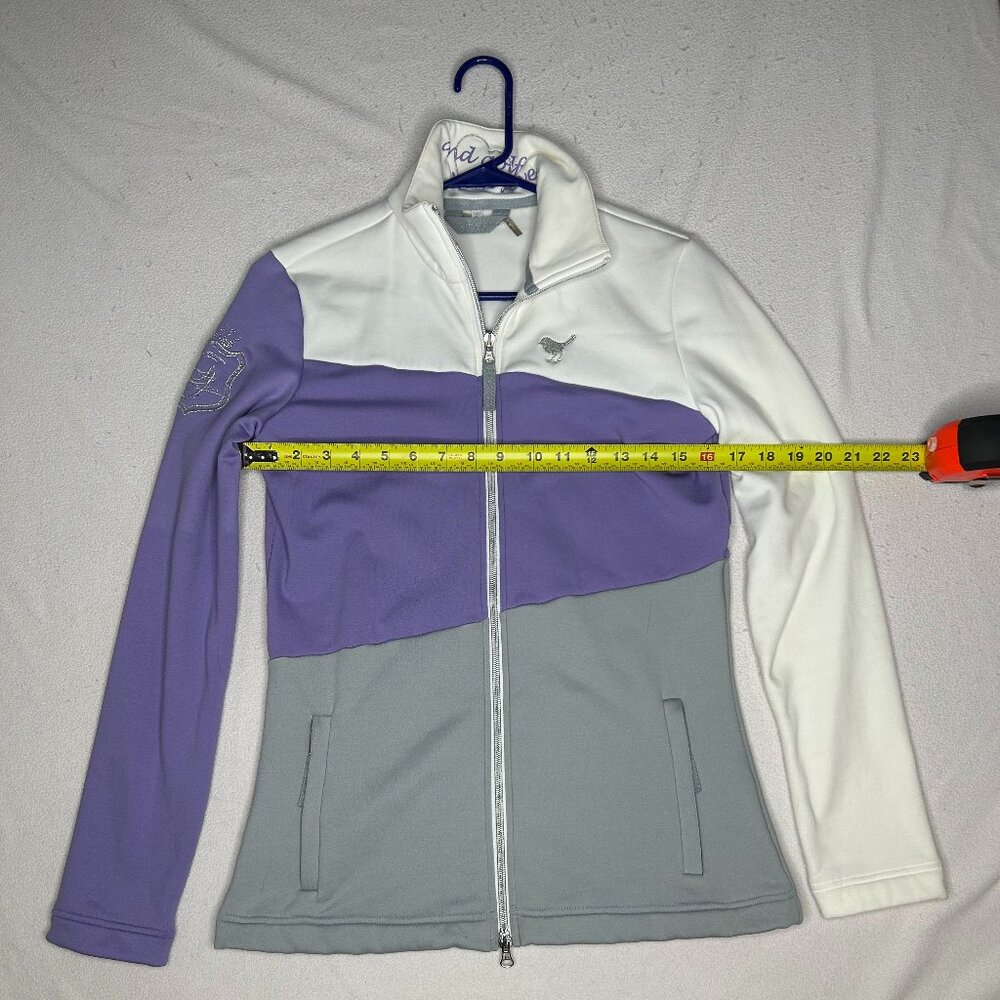 Gray/Purple/White zip up long sleeve top